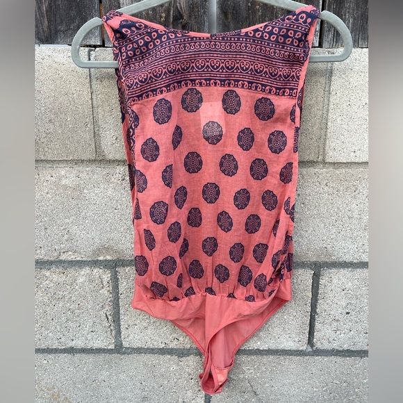 NWT Free People Soul of the Sun Sleeveless Bodysuit Brick Combo Boho Chic Size M - Picture 3 of 8